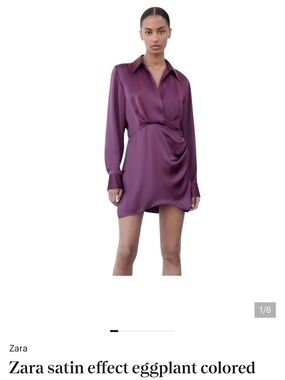 Zara Satin-Effect Mini Dress in Eggplant